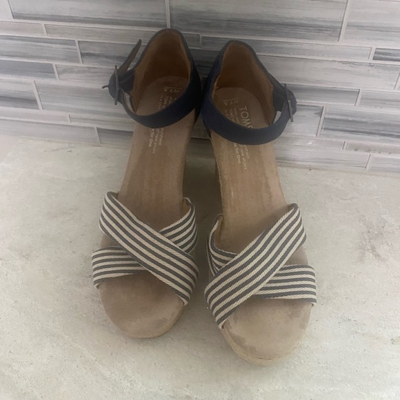Toms Espadrilles Wedges Adjustable Straps women's 7.5 - Picture 5 of 6